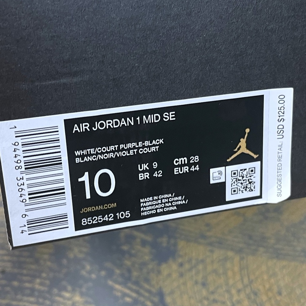 Nike Air Jordan 1 Mid SE Court Black Toe 852542-105 10 Purple - Picture 9 of 10